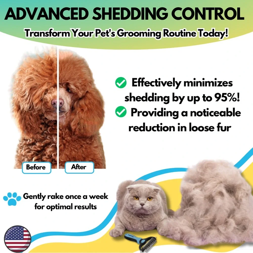 Pet Grooming Brush, shedding Brush, Brush for Short/Medium/Long Haired Cats/Dogs